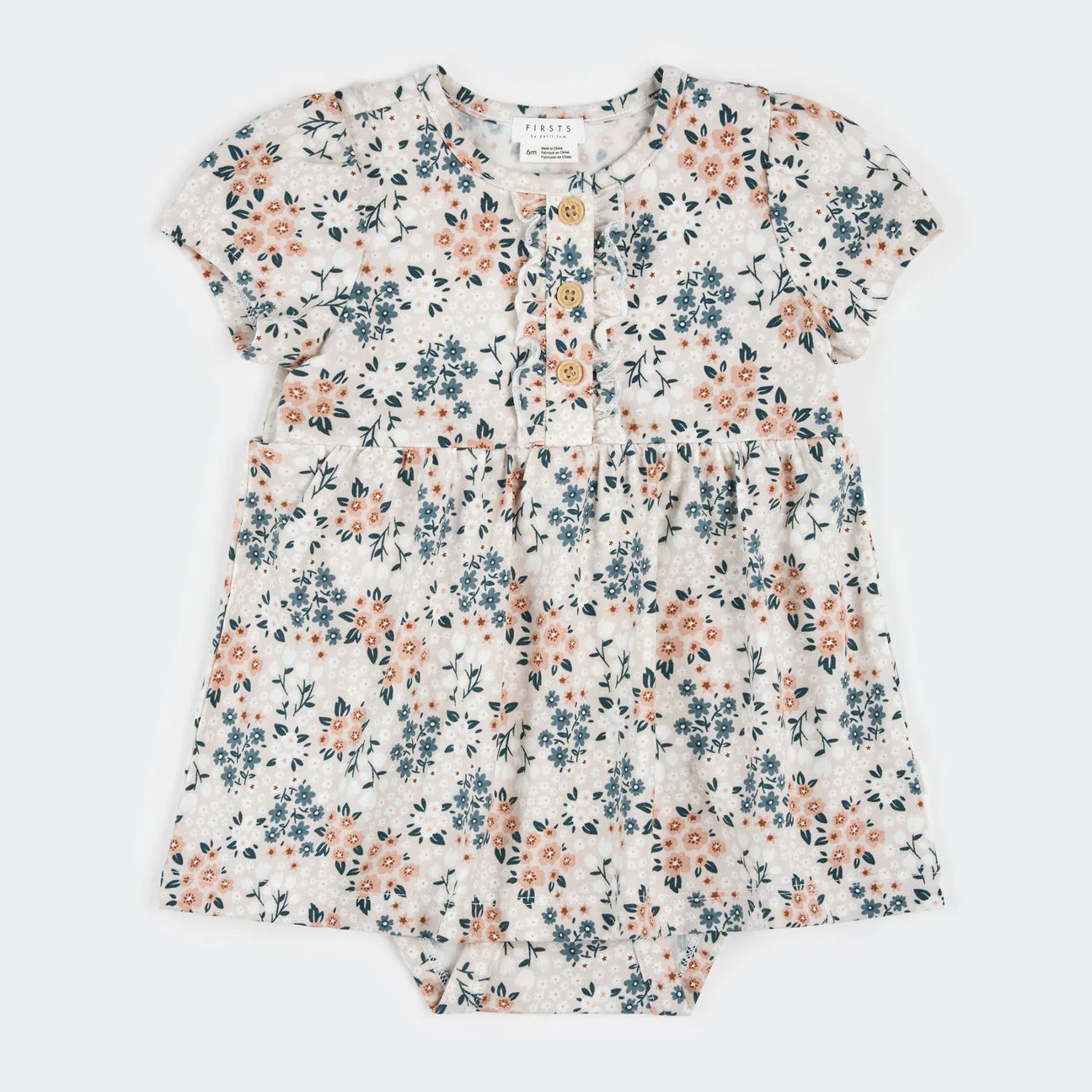 Spring Flowers on Creme Bodysuit Dress