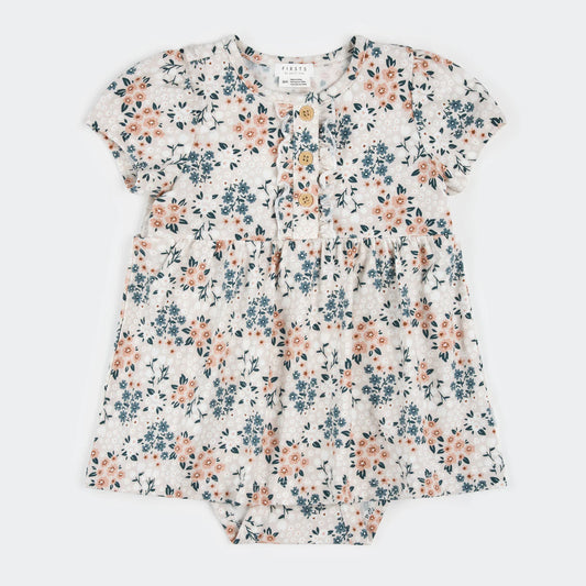 Spring Flowers on Creme Bodysuit Dress