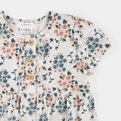 Spring Flowers on Creme Bodysuit Dress