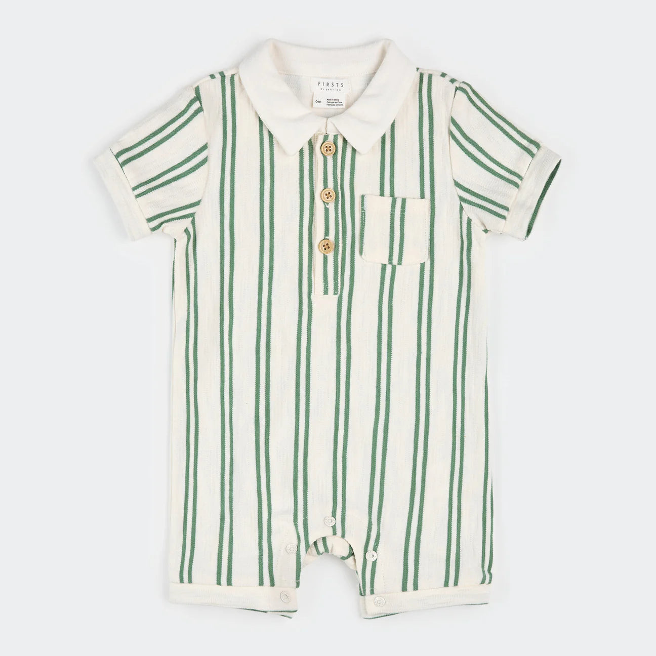 Fern Stripe Terry Polo Romper
