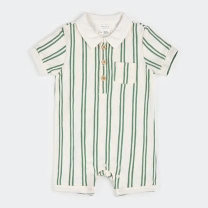 Fern Stripe Terry Polo Romper