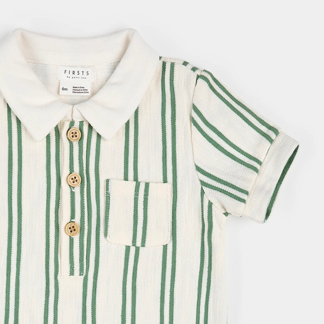 Fern Stripe Terry Polo Romper