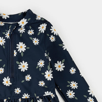 Navy Daisies Ruffle Rashguard Set