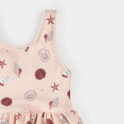Pink Seashells Peplum Baby Swimsuit
