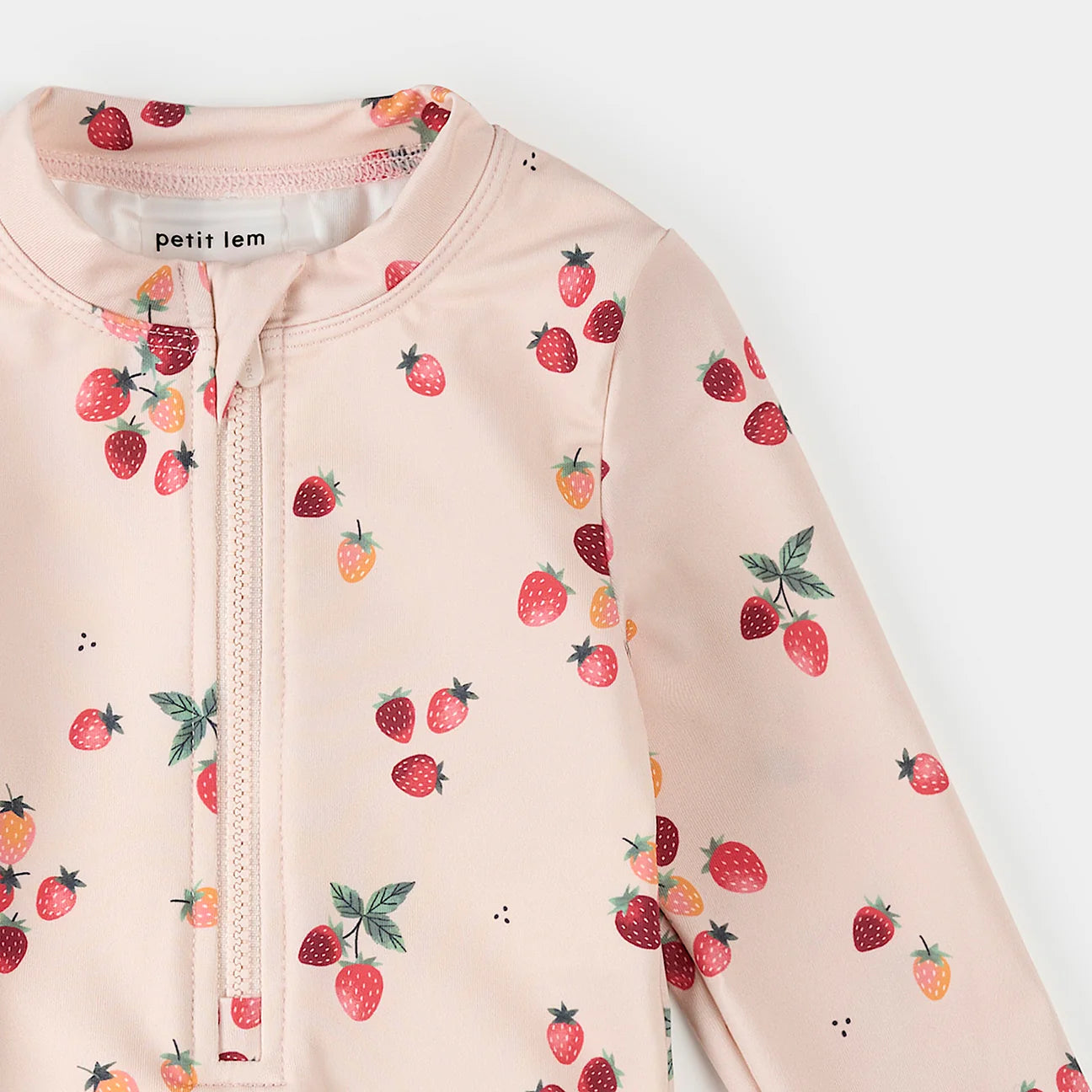 Pink Strawberries Long Sleeve Swimsuit
