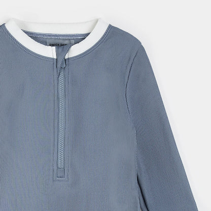 Dusty Blue Long Sleeve Shortie Baby Swimsuit