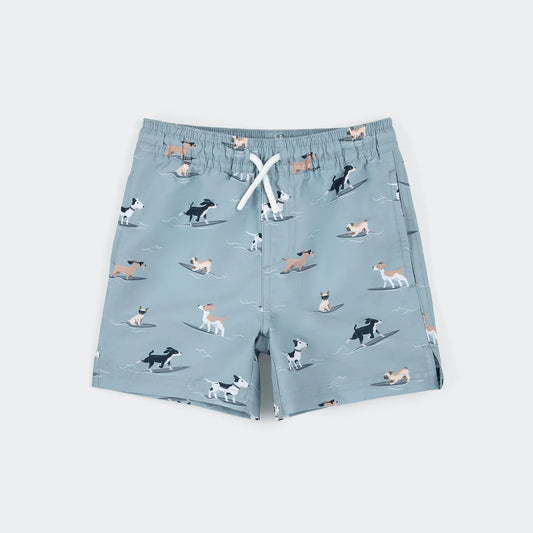Surfing Dogs Kids Swim Trunks
