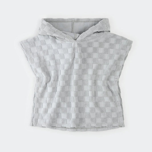 Organic Blue Checkered Beach Poncho