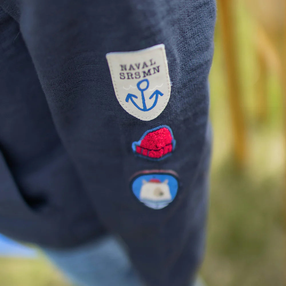 Navy Sherpa Quarter Zip Sweater