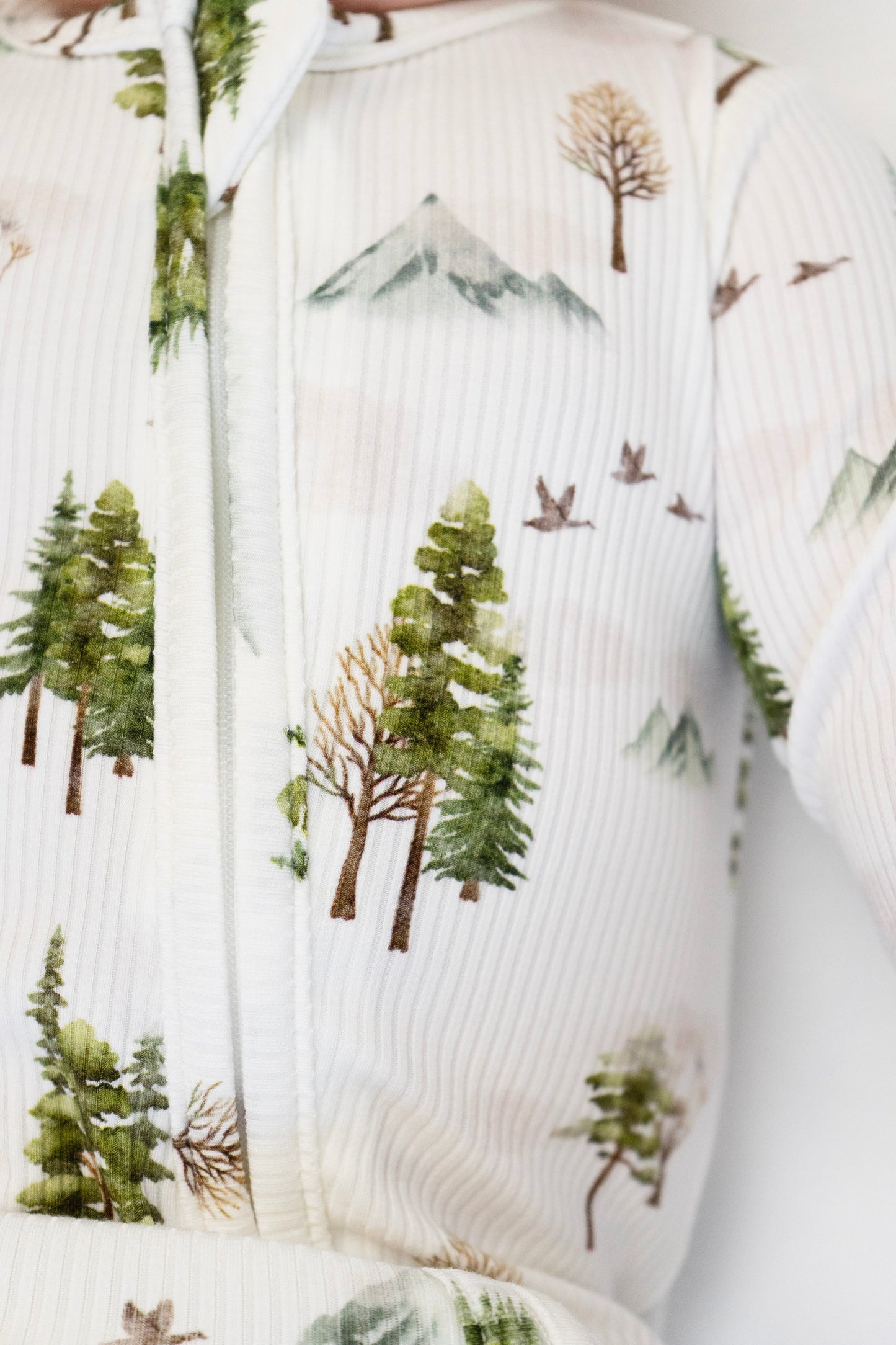 Ribbed Bamboo Footless Zipper Sleeper- Misty Forest