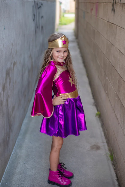 Superhero Star Dress, Cape, & Headpiece Set