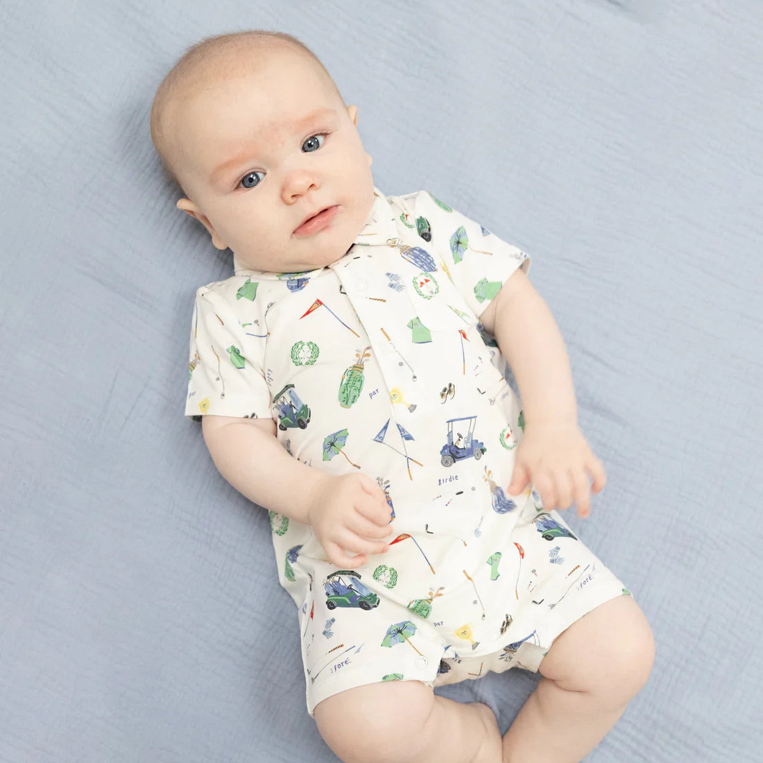 Bamboo Polo Shortie Romper- Golf Icons