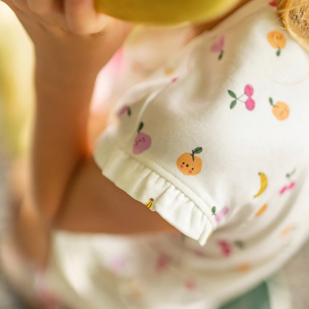 Fruity Cream Ruffle Sleeveless Tee