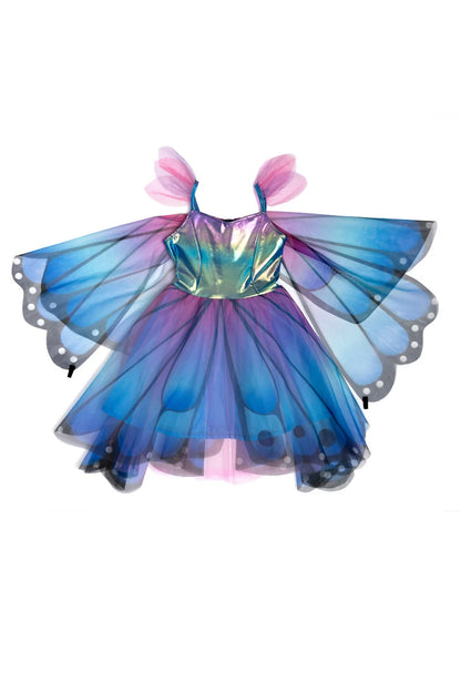 Blue & Purple Butterfly Twirl Dress with Wings & Headband