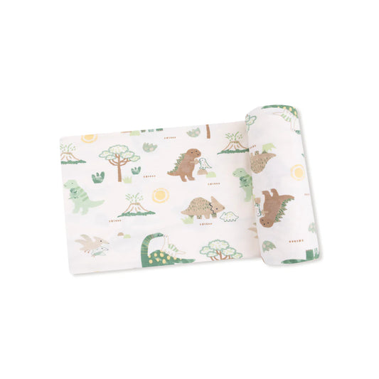 Bamboo Jersey Swaddle Blanket- Baby Love Dinos