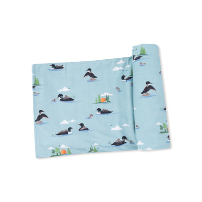 Bamboo Jersey Swaddle Blanket- Loons