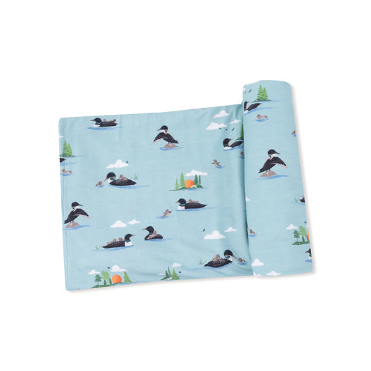 Bamboo Jersey Swaddle Blanket- Loons
