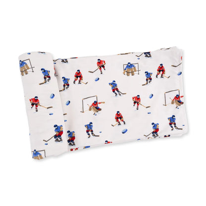 Bamboo Jersey Swaddle Blanket- Hockey Players