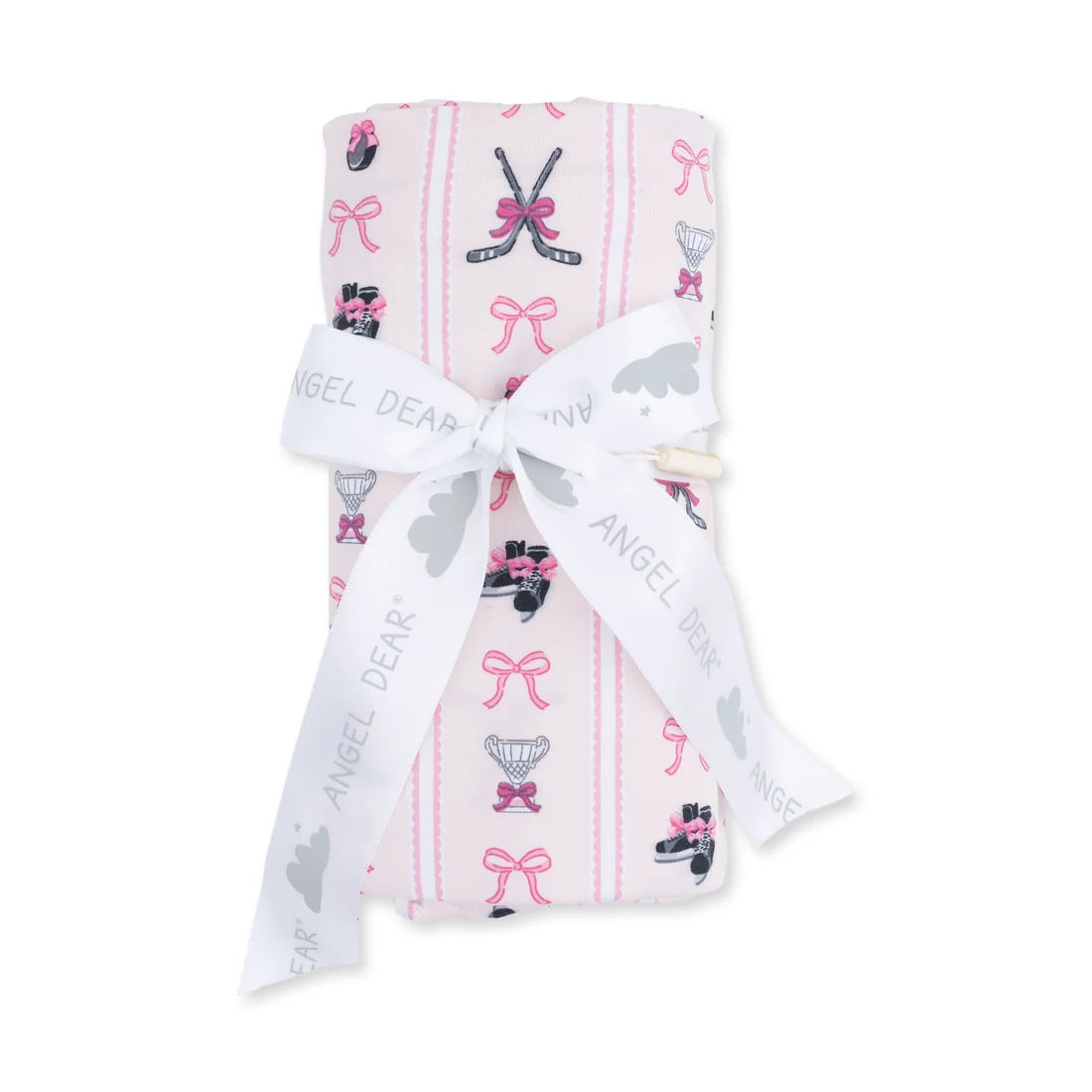 Bamboo Jersey Swaddle Blanket- Bowtiful Hockey Stripe