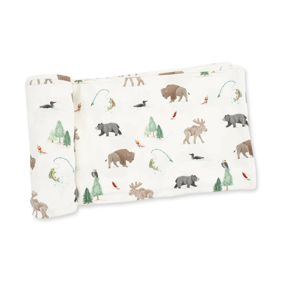 Bamboo Jersey Swaddle Blanket- Northern Woodland Animals