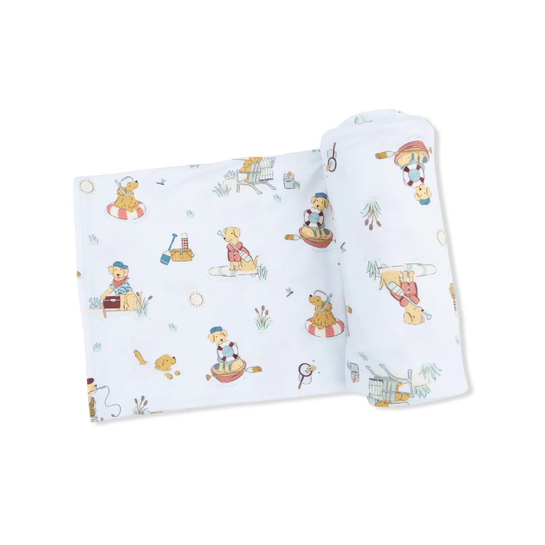 Bamboo Jersey Swaddle Blanket- Lake Buddy Dogs