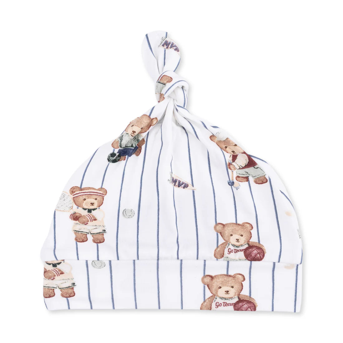 Bamboo Bundler Gown & Knotted Hat Set- Mixed Sports Bears