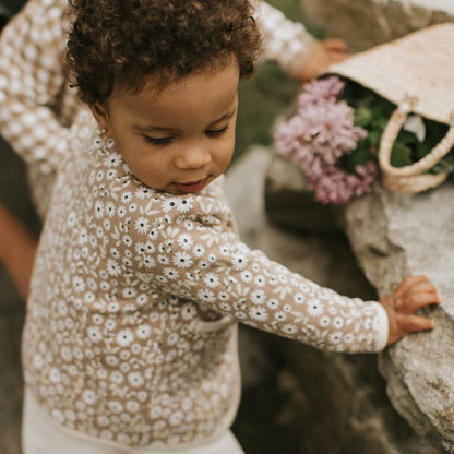 Sand Dune Daisy Print Quilted Cardigan