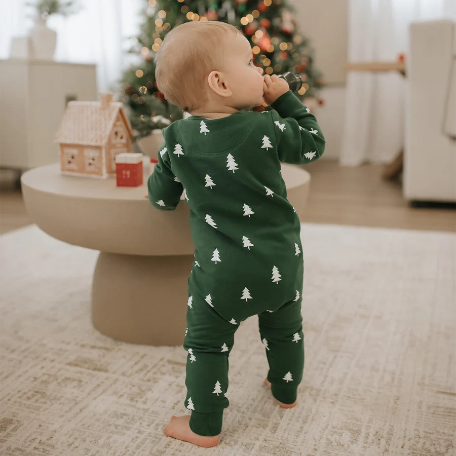Pine Trees on Spruce Fleece Playsuit