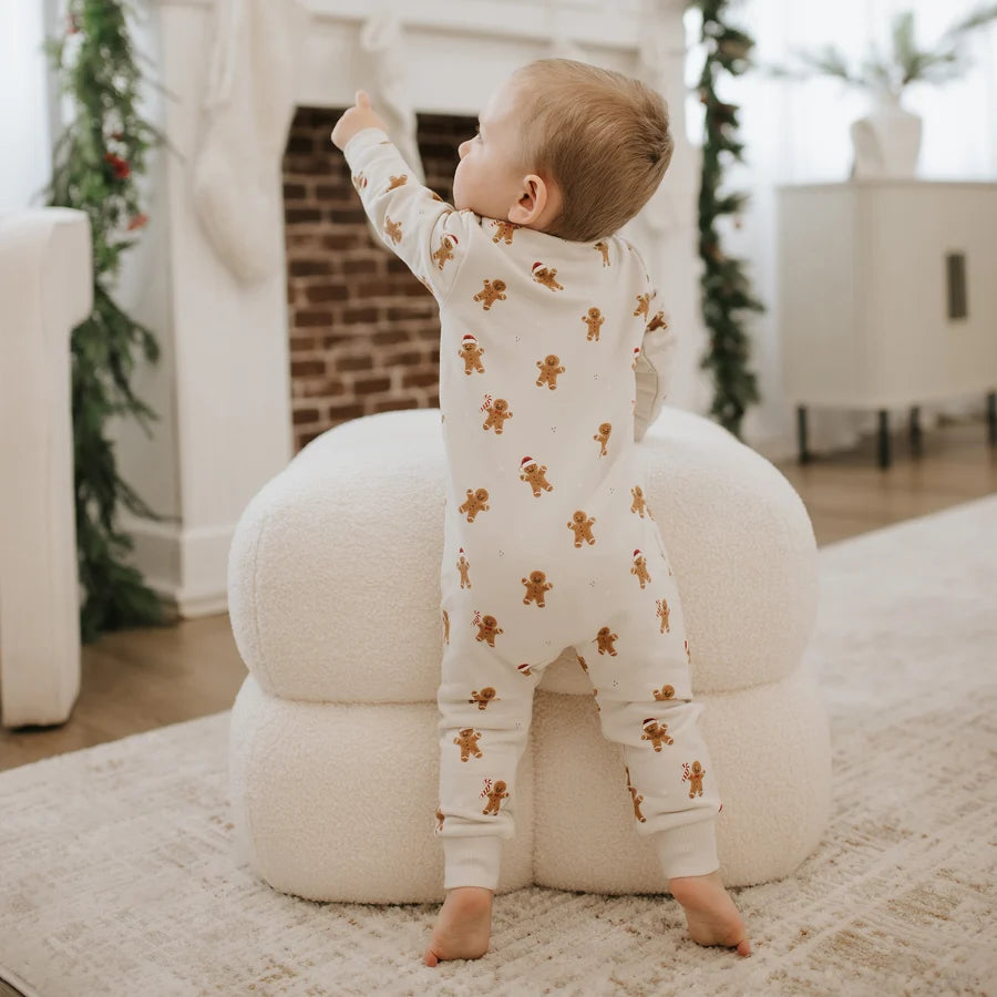 Merry Gingerbread Creme Fleece Playsuit