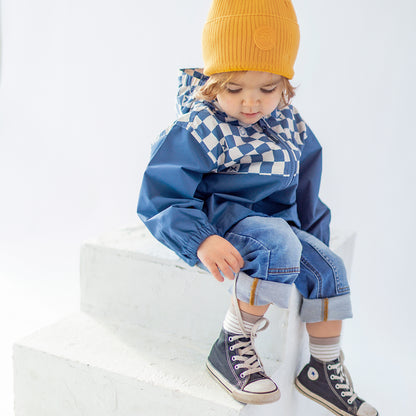 Blue XO Checkered Baby Windbreaker