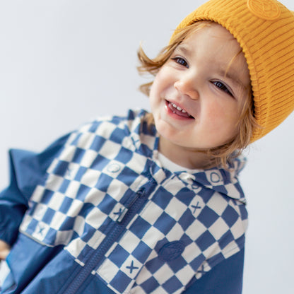 Blue XO Checkered Baby Windbreaker
