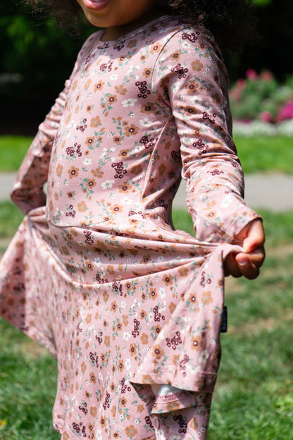Bamboo Long Sleeve Twirl Dress- Velvet Garden