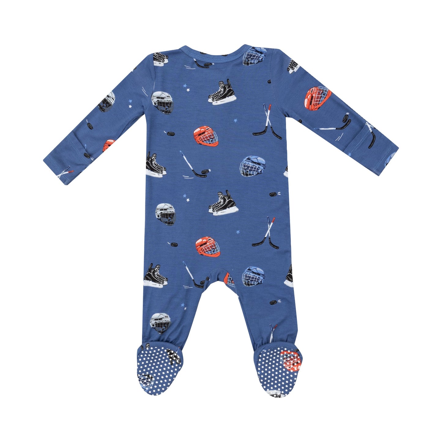 Zip Footie- Blue Hockey