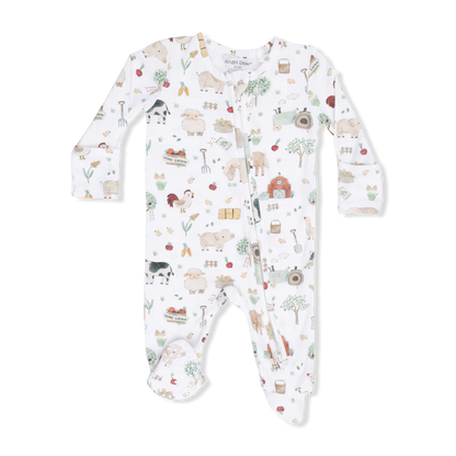 2-Way Zipper Footie- Cute Farm Animals