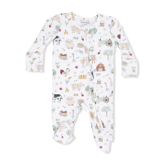 2-Way Zipper Footie- Cute Farm Animals