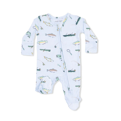 2-Way Zipper Footie- Fishing on Blue