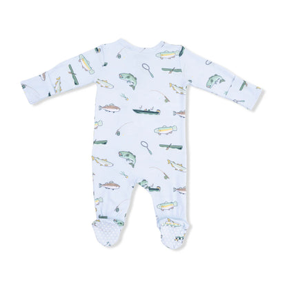 2-Way Zipper Footie- Fishing on Blue
