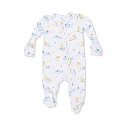 2-Way Zipper Footie- Frog and Duck Pond