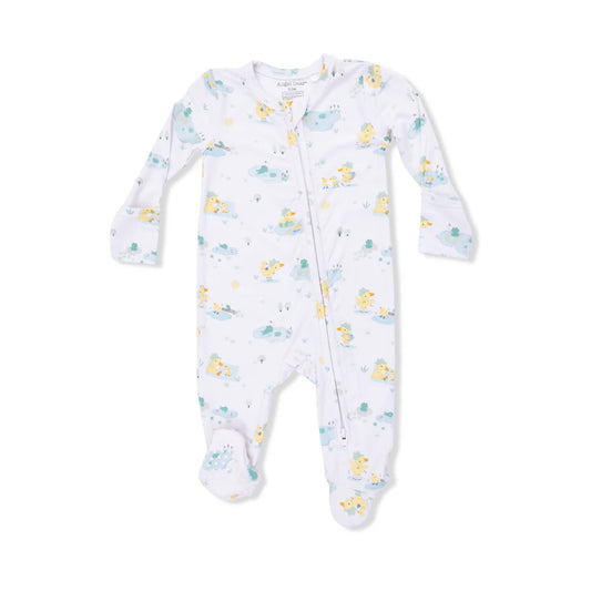2-Way Zipper Footie- Frog and Duck Pond