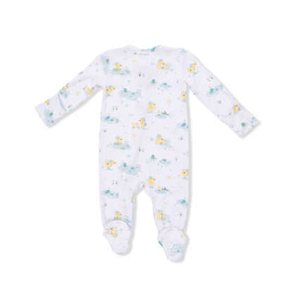 2-Way Zipper Footie- Frog and Duck Pond