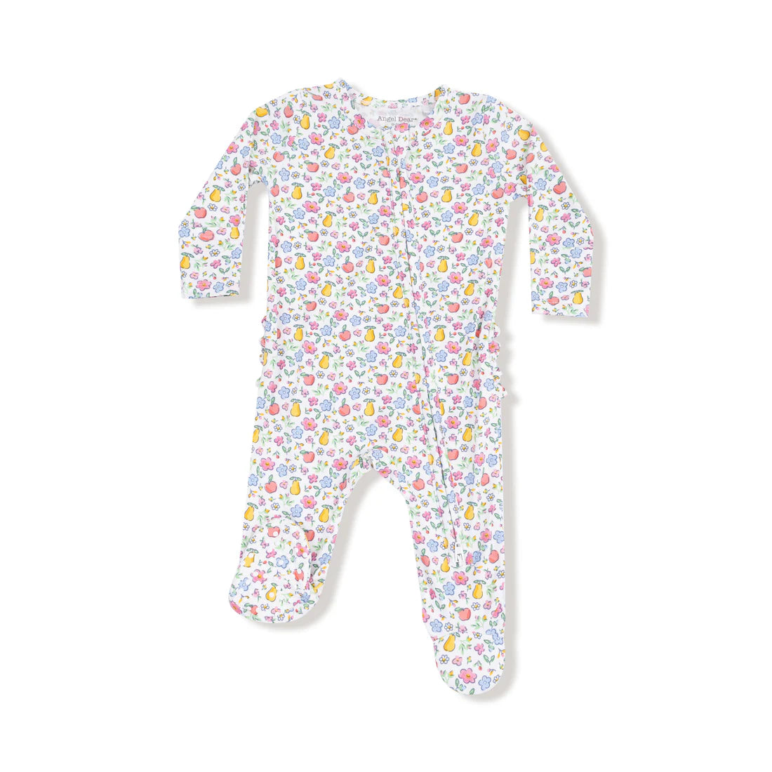 Ruffle Back Zip Footie- Fall Fruit Floral