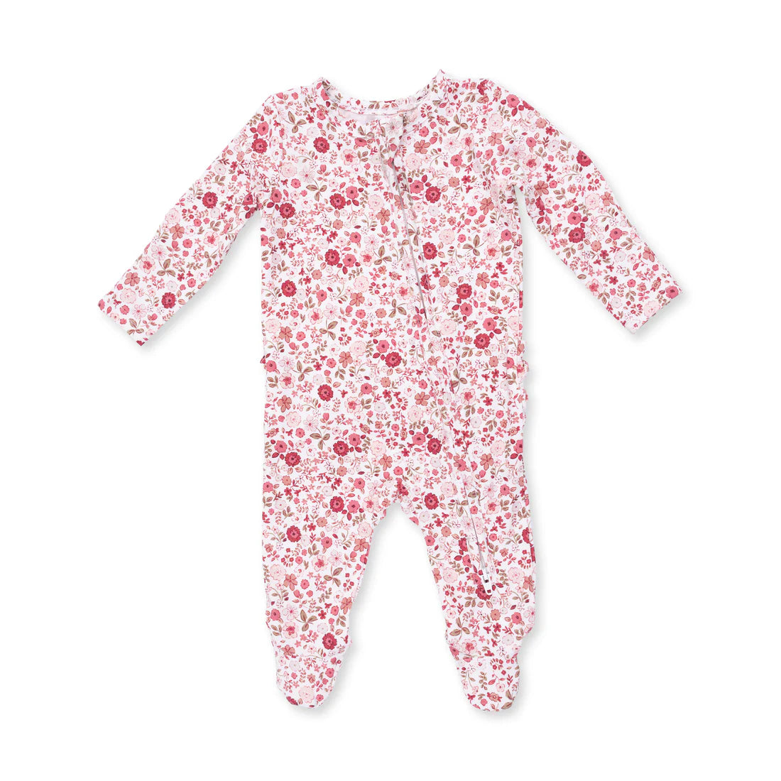 Ruffle Back 2-Way Zipper Footie- Serene Floral