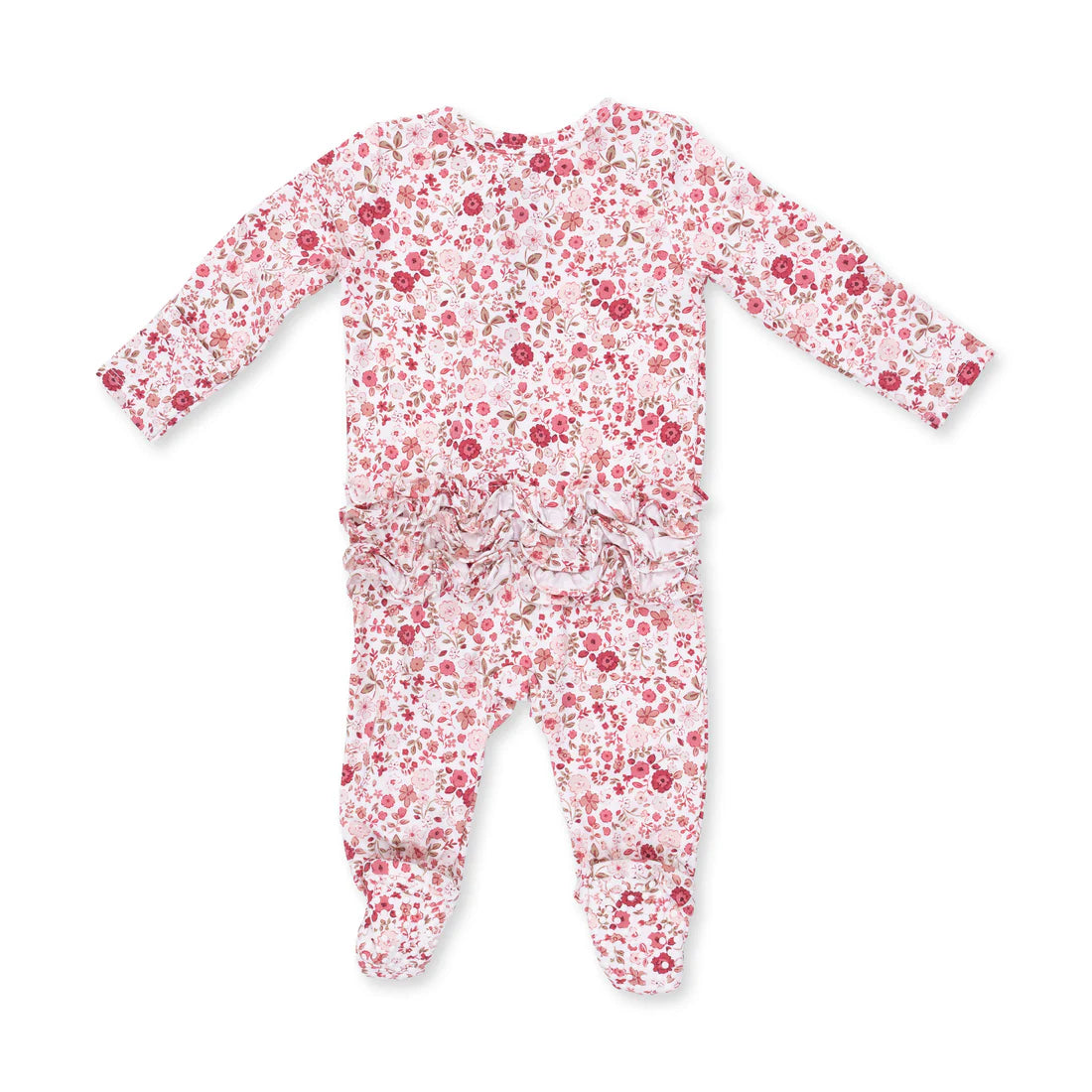 Ruffle Back 2-Way Zipper Footie- Serene Floral