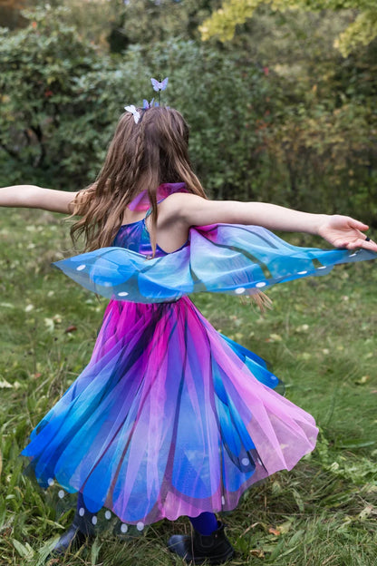 Blue & Purple Butterfly Twirl Dress with Wings & Headband