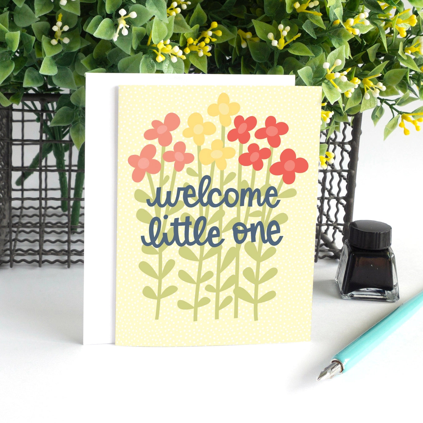 Cute Floral New Baby Card