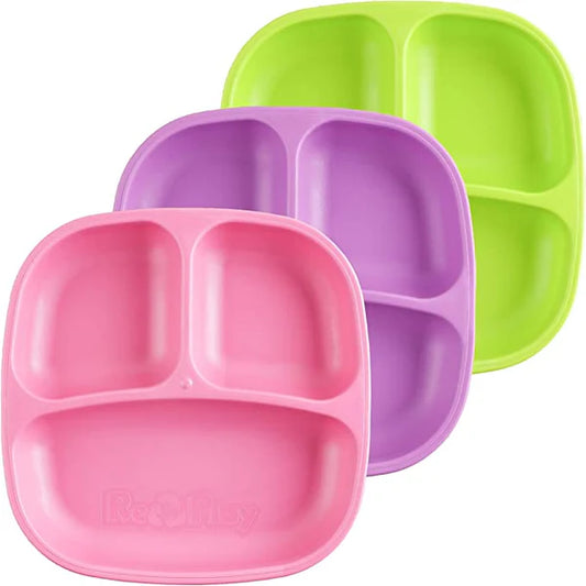 Re-Play Divided Plate 3pk.- Bright Pink/Lime/Purple