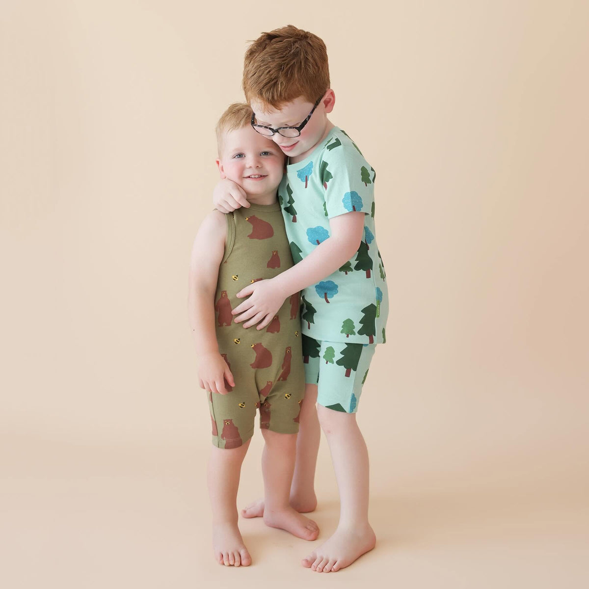 Organic Kids Shortie Pajamas- Forest