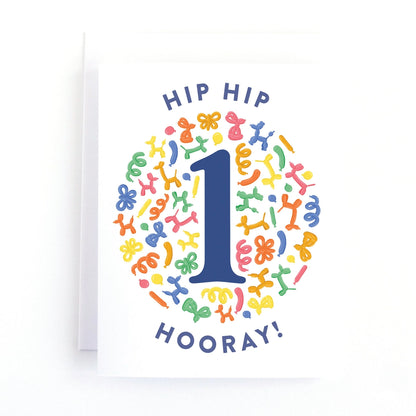 Balloon Animal First Birthday Card