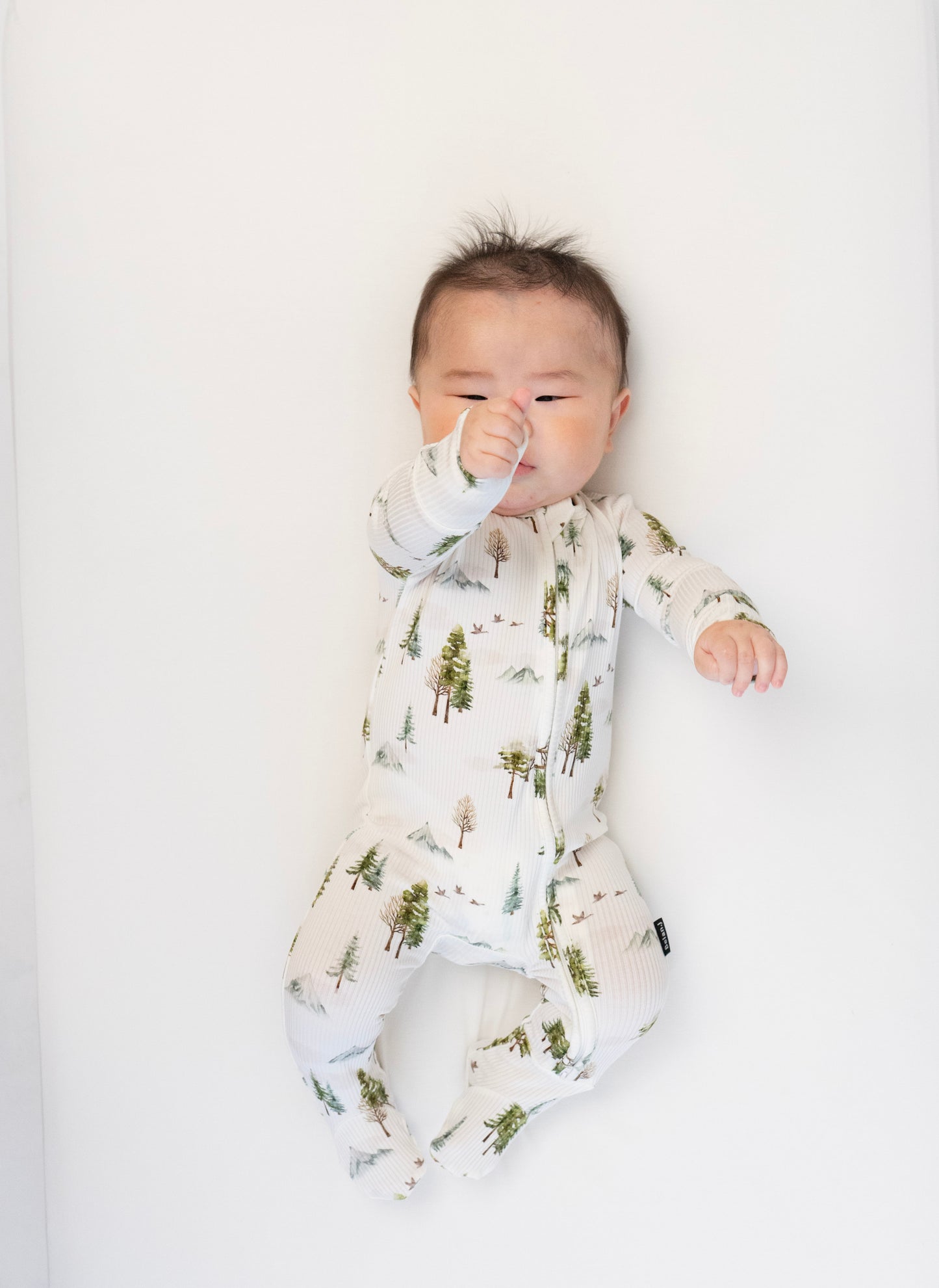 Ribbed Bamboo Footed Zipper Sleeper- Misty Forest