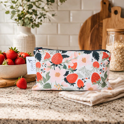 Medium Reusable Snack Bag- Strawberry Patch